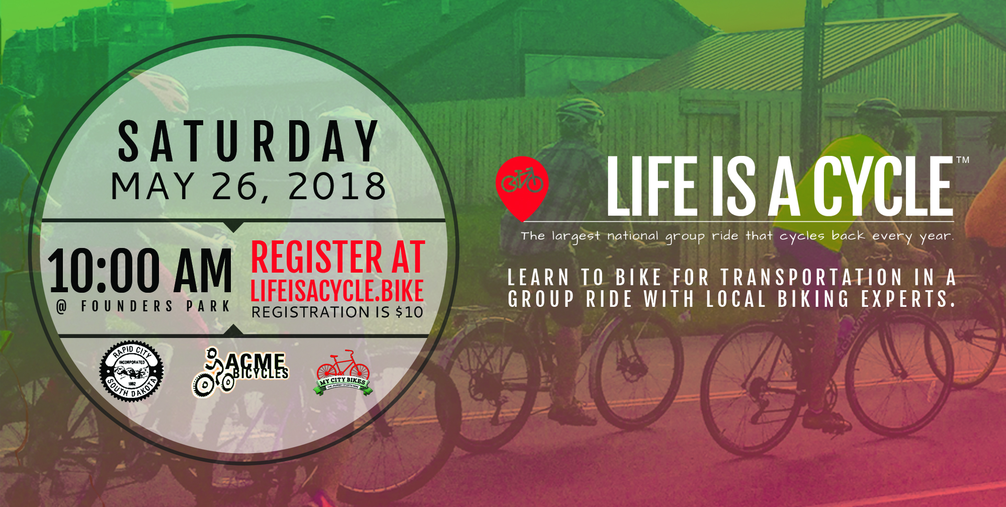 Life Cycle group bicycle ride event announcement, Rapid City, 2018